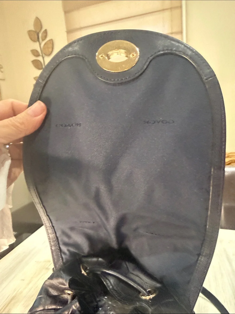 Coach Dark Navy Croc-Embossed Leather Rucksack  Backpack with Gold-Tone Hardware